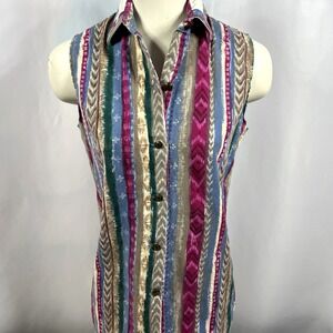 Vintage Roper Women's Southwestern Cowgirl Sleeveless Shirt  Western Size Small